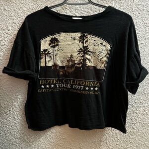 Black Hotel California Boxy Crop Top